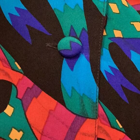 Vintage Pia Rucci 100%% Silk Button Multicolor Blouse Top Large - Picture 15 of 15